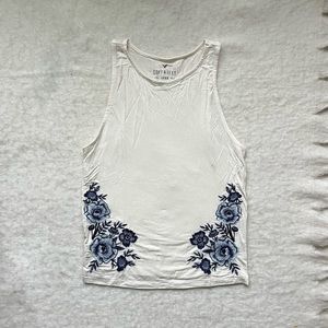 White Floral Tank Top